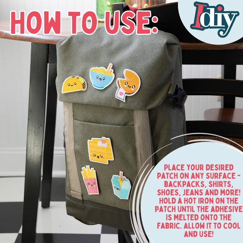 SCS Direct iDIY Kawaii Iron-on Cute Animals in Food Patches (24 Pack) - 2 of Each Design (Large 2.5" and Small 2") - Sew On Patch Craft Kit for Clothing, Accessories & School Supplies, Sewing, Arts Crafts, Gifts - Image 2